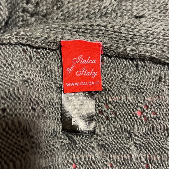 Italca Of Italy, Eyelet Knit, Hi-Low Hem, Draped Fabric Cardigan/ Shrug - Picture 7 of 8